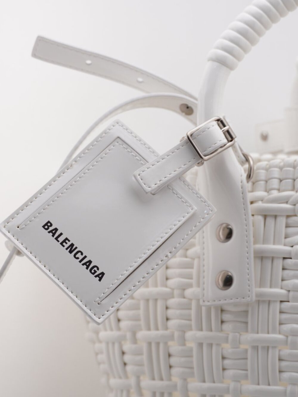 Balenciaga Bastro Xs Basket Top Handle Bag Optic White 671342-2IE3Y-9000 10004 - Picture 3 of 6